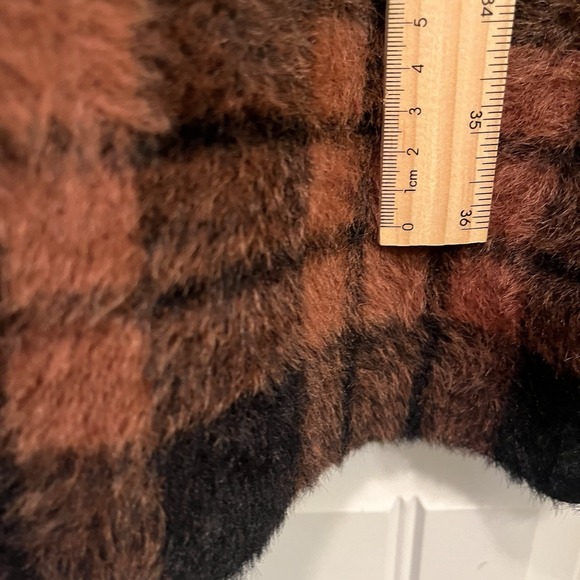 Cyrus Women's L Coat Long Plaid Brown Black Button Fuzzy Super Soft Warm Button - Picture 11 of 11